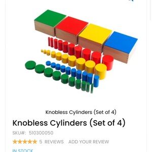 Montessori Knobless cylinders -tower set of 4 learning toy